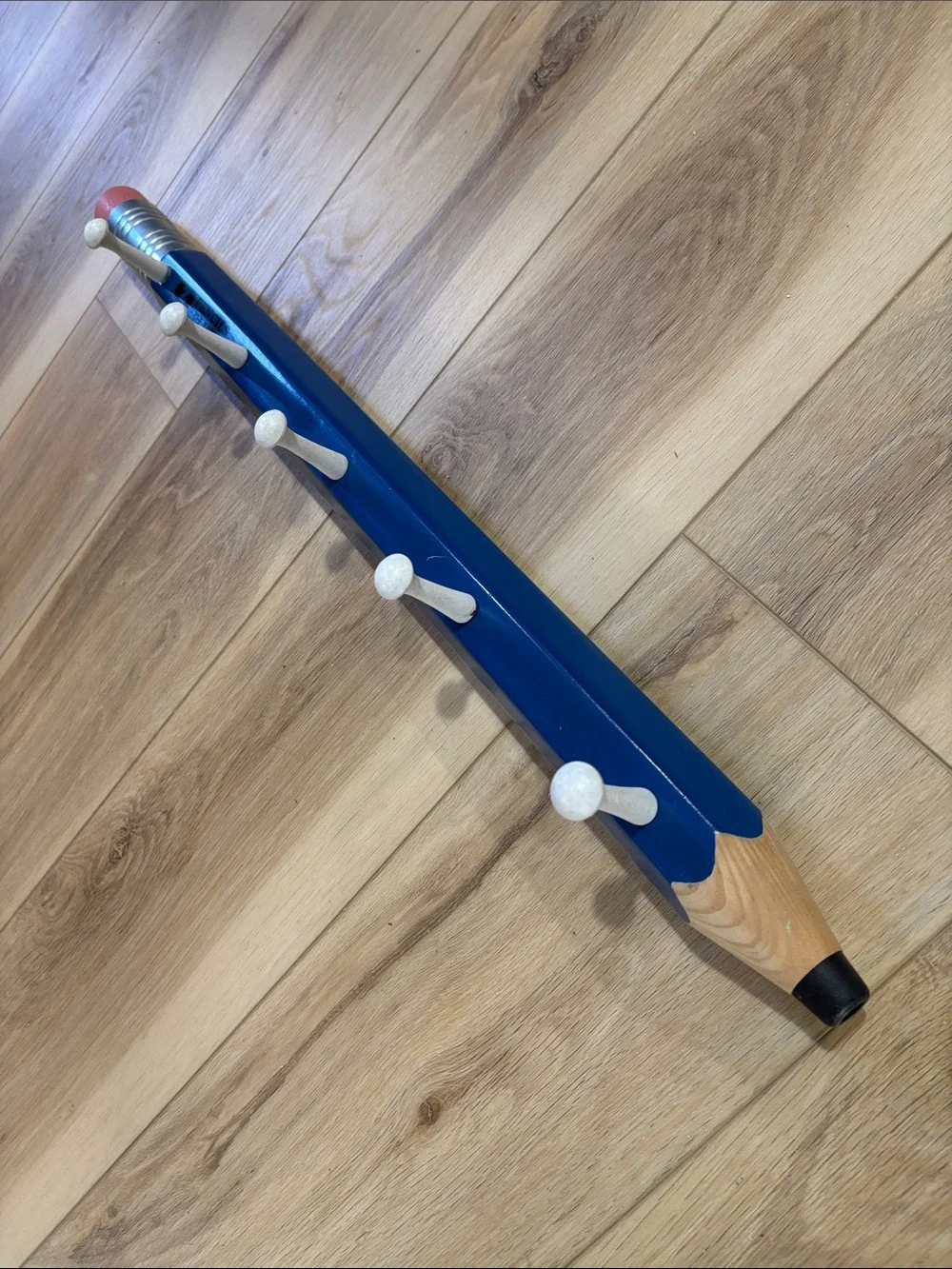 Oversized Blue Pencil with Pink Eraser Wall Hooks